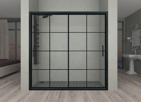 Dusakabincim İki Duvar Arası 1 Sabit 1 Sürgü Siyah Duşakabin 100 CM