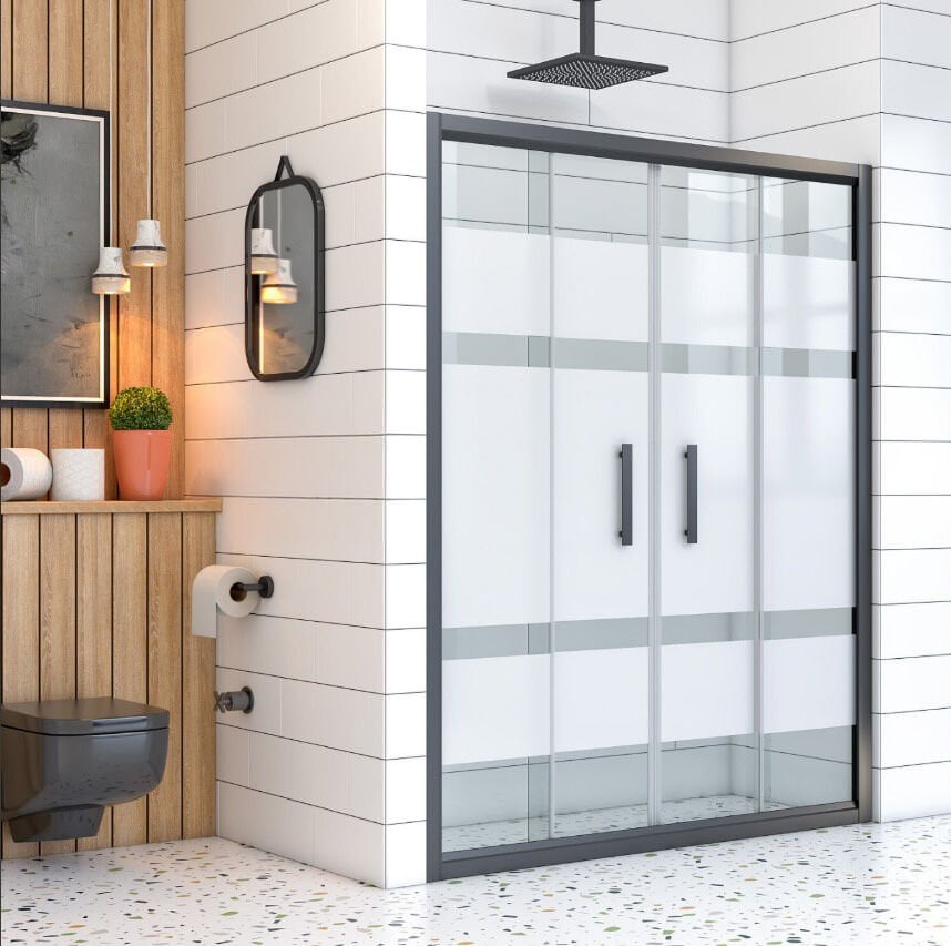 Siyah  2 Sabit 2 Sürgülü Duşakabin (3)