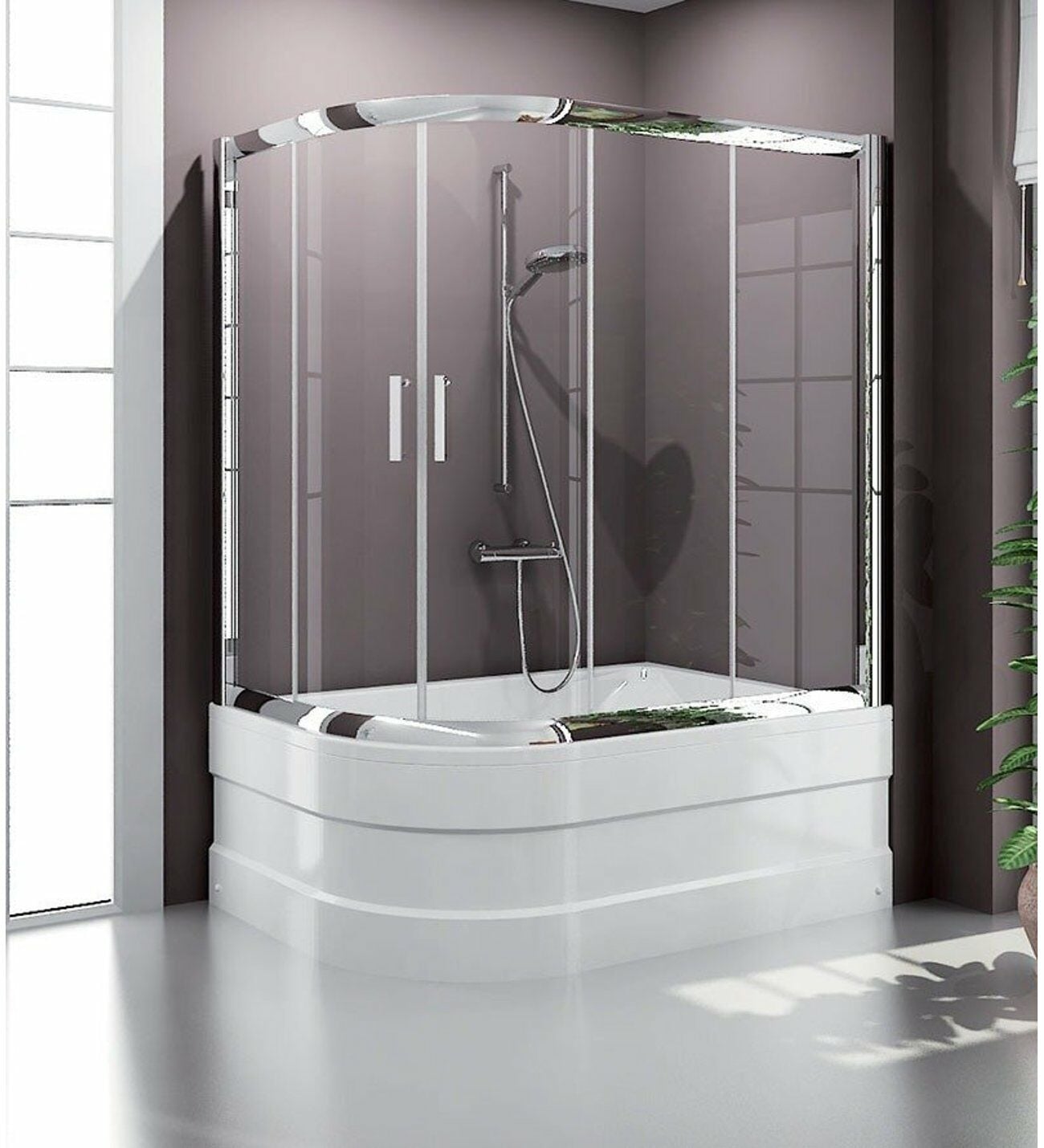 Asimetrik Oval Duşakabin + Küvet - SAĞ